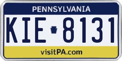 PA license plate KIE8131