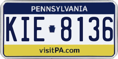 PA license plate KIE8136