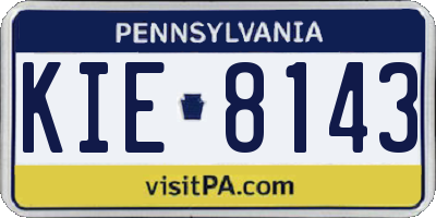 PA license plate KIE8143