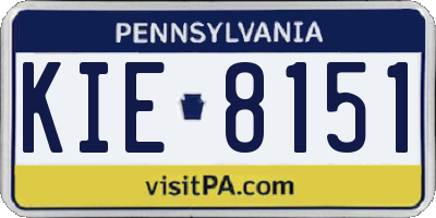 PA license plate KIE8151