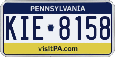 PA license plate KIE8158