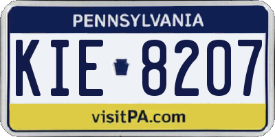 PA license plate KIE8207