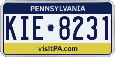 PA license plate KIE8231