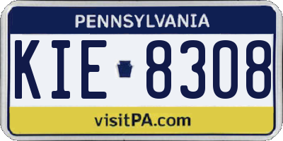 PA license plate KIE8308