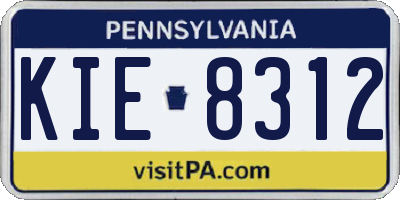 PA license plate KIE8312