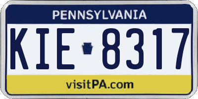 PA license plate KIE8317