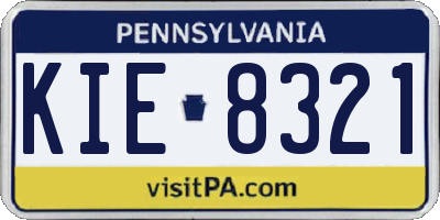 PA license plate KIE8321