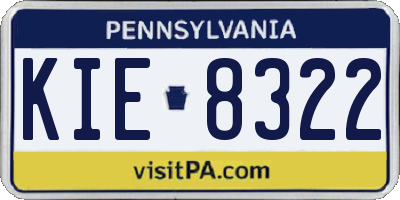 PA license plate KIE8322
