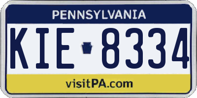 PA license plate KIE8334