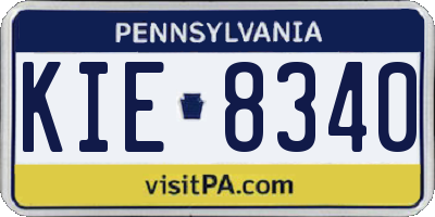 PA license plate KIE8340