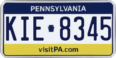 PA license plate KIE8345