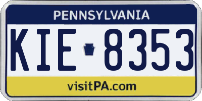PA license plate KIE8353