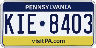 PA license plate KIE8403