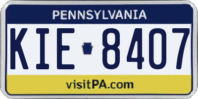 PA license plate KIE8407