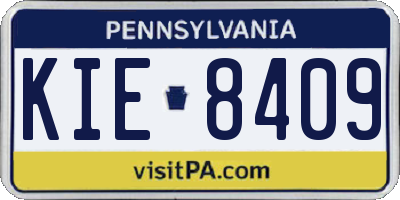 PA license plate KIE8409