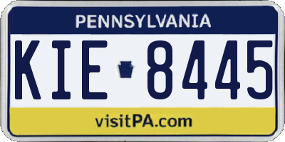 PA license plate KIE8445