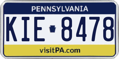 PA license plate KIE8478