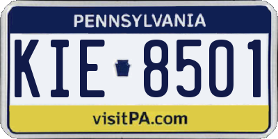 PA license plate KIE8501