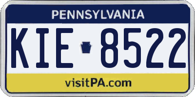 PA license plate KIE8522