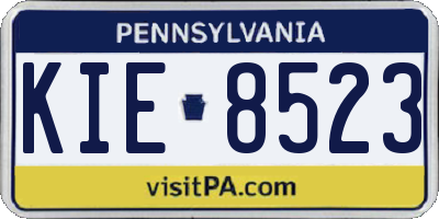 PA license plate KIE8523