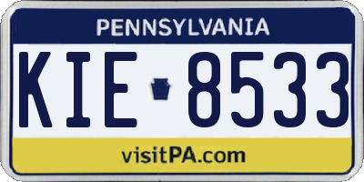 PA license plate KIE8533