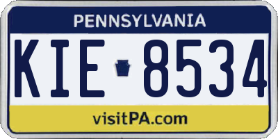 PA license plate KIE8534