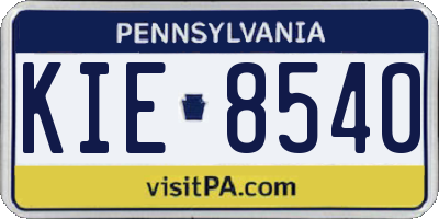 PA license plate KIE8540
