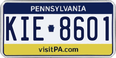 PA license plate KIE8601