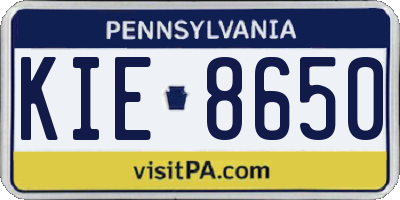 PA license plate KIE8650