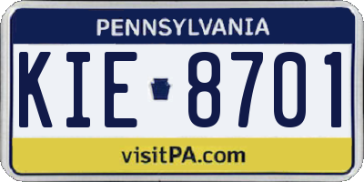 PA license plate KIE8701