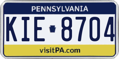 PA license plate KIE8704