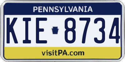 PA license plate KIE8734
