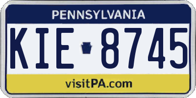 PA license plate KIE8745