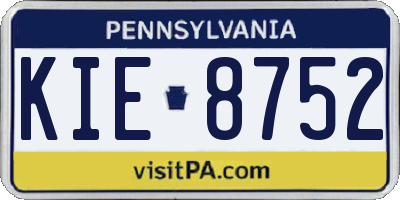 PA license plate KIE8752