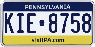 PA license plate KIE8758