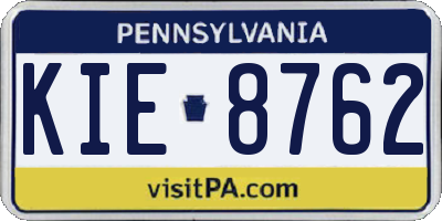 PA license plate KIE8762