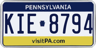 PA license plate KIE8794