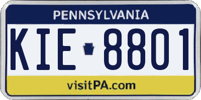 PA license plate KIE8801