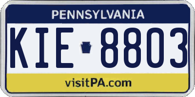 PA license plate KIE8803