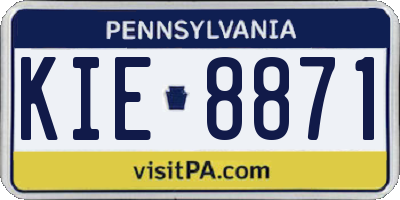 PA license plate KIE8871