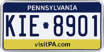 PA license plate KIE8901