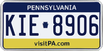 PA license plate KIE8906