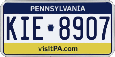 PA license plate KIE8907