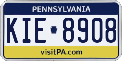 PA license plate KIE8908