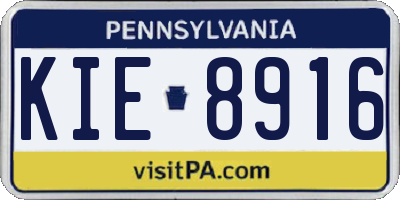 PA license plate KIE8916