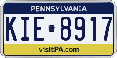 PA license plate KIE8917