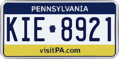 PA license plate KIE8921
