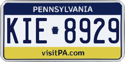 PA license plate KIE8929