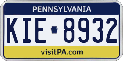 PA license plate KIE8932