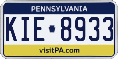 PA license plate KIE8933